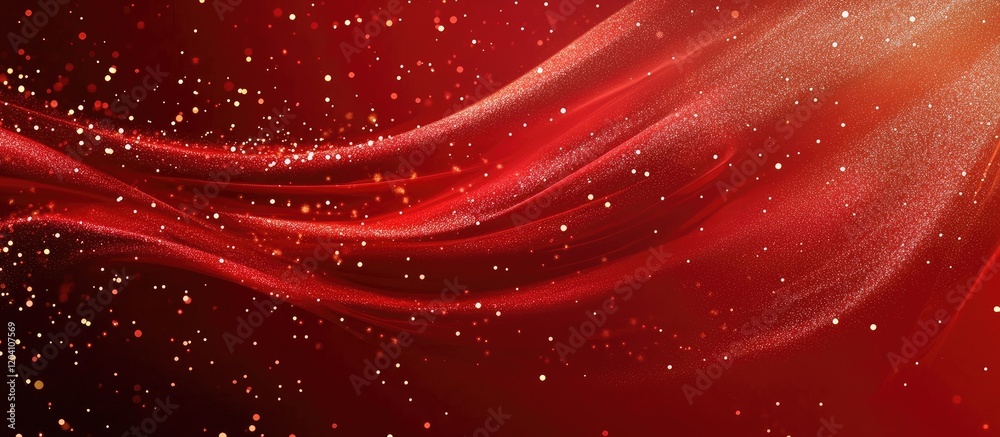 Aufkleber red abstract wave background with sparkles and gradients suitable for design use copy space