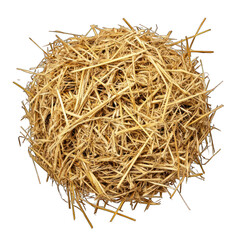 Heap of straw top view isolated on transparent background