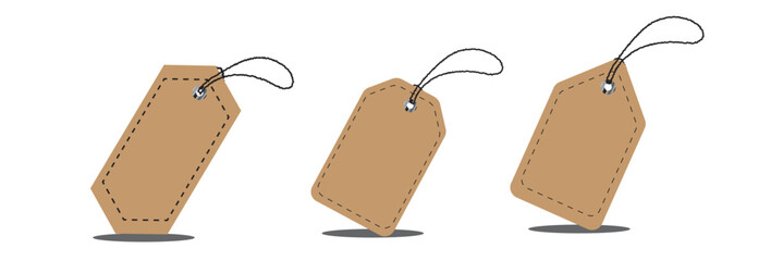 Print Set of blank cloth tags isolated on transparent background. Vector realistic illustration