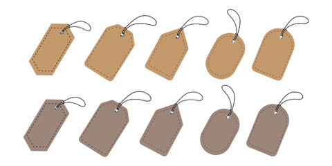 Print  Realistic set of black sale tags and labels png isolated on transparent background. Vector illustration of dark round, star, heart, flag shape banner templates. 1176