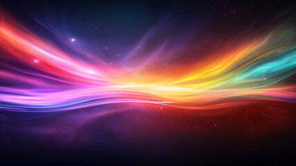 mesmerizing digital artwork showcasing vibrant waves of color flowing seamlessly across cosmic background, evoking sense of wonder and tranquility