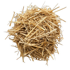 Heap of straw top view isolated on transparent background