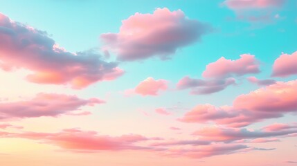 Obraz premium Soft Pastel Sunset Sky with Billowy Clouds