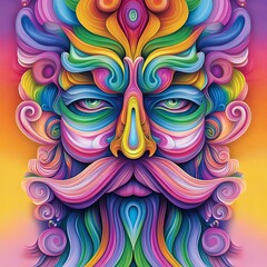 Fototapeta premium Vibrant Abstract Portrait with Colorful Patterns