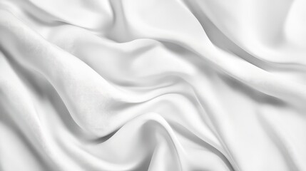 Naklejka premium White silk fabric texture with soft folds and drapes, isolated background with copy space for design use.