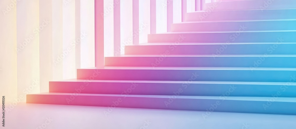 Poster abstract staircase with colorful gradient lighting creating a modern and futuristic atmosphere suita