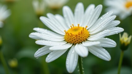 Fototapeta premium Beautiful Daisy Flower in Morning Sun With Dew-Drops