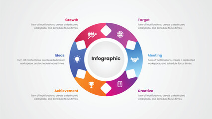 business circle infographic vector slide presentation template. Infographic elements