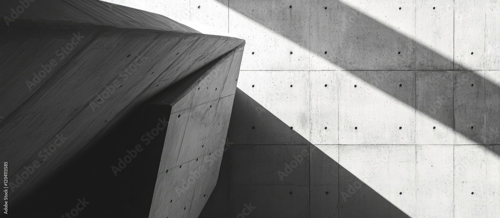 Poster geometric concrete structure with light and shadow patterns on minimalist wall surfaces and ample co