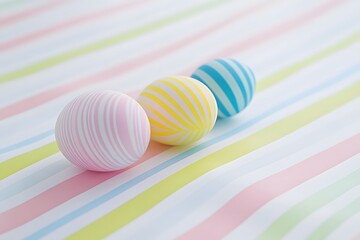 Pastel Striped Eggs Resting On Striped Surface