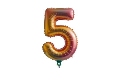 Rose gold number five balloon.