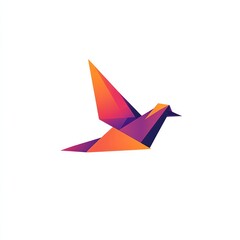 Colorful origami bird design, abstract art, graphic element, potential logo, or icon use