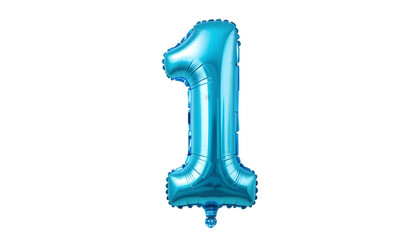 Shiny light blue number one foil balloon.