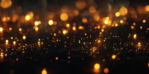 Obraz premium Golden bokeh lights on dark background
