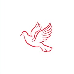 Fototapeta premium Simple red line drawing of a flying dove (1)