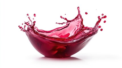 Splash of red liquid in a clear glass bowl isolated on white background with Copy Space for text or design elements