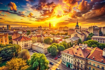 Fototapeta premium Vintage Time-Lapse: High-Angle 4K Cityscape Evolution