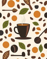 Obraz premium Minimalistic Vector Background with Coffee Theme