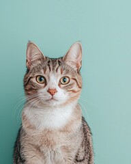 Obraz premium Playful cat portrait home studio editorial organic textures close-up view charming expressions