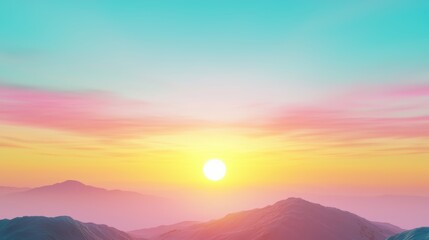 Obraz premium Breathtaking Sunset View From Mountain Top With Colorful Sky and Scenic Horizon