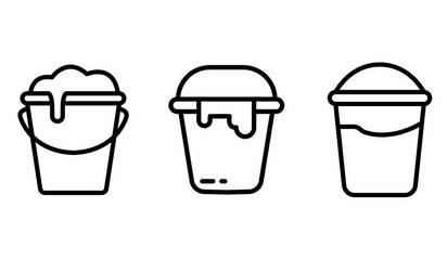 bucket outline or line icon design bundle.