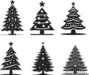 Obraz premium Christmas Day Tree icon silhouette vector art illustration