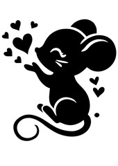 Mouse SVG, Mouse Kiss Svg Bundle, Cute Mouse Cut File, Mouse Silhouette, Mouse Clipart, Birthday Svg, Valentine’s Day Svg, Anniversary Svg, Baby Shower Svg