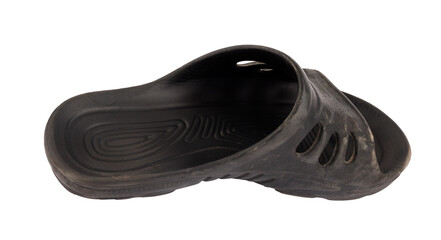 old and dirty flip flop on white background.