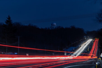 Solomons, Maryland, USA Traffic streaks at night on Rte 4