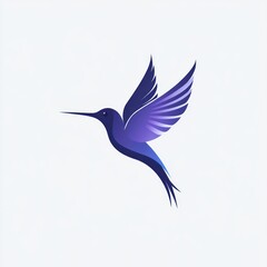 Fototapeta premium Purple hummingbird in flight against plain background. Possible use stock photo