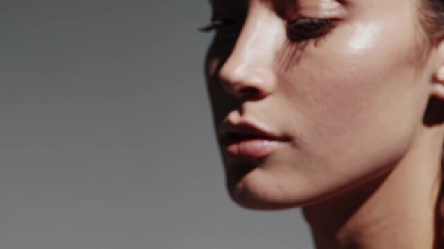 Skin care routine highlighting facial shadows