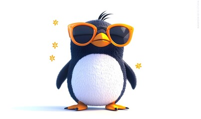 Obraz premium Cute cartoon penguin wearing sunglasses. (1)