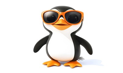Obraz premium Cute cartoon penguin wearing sunglasses. (2)