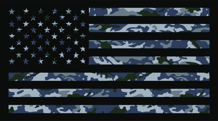 Navy Camouflage USA Flag – American Flag Vector with Military Camo Texture © Sabbir Sarker