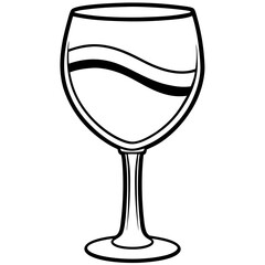 Contemporary Wine Glass in Line Art