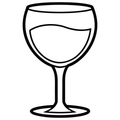 Contemporary Wine Glass in Line Art