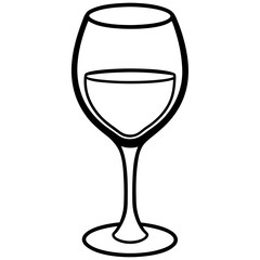 Contemporary Wine Glass in Line Art