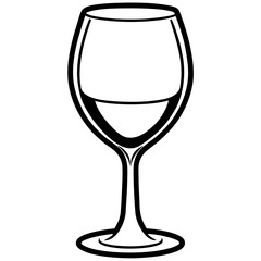 Contemporary Wine Glass in Line Art