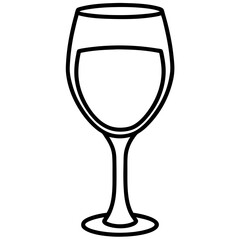 Contemporary Wine Glass in Line Art