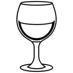 Contemporary Wine Glass in Line Art