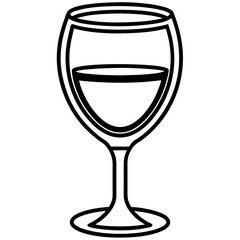 Contemporary Wine Glass in Line Art