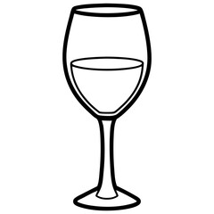 Contemporary Wine Glass in Line Art