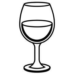 Contemporary Wine Glass in Line Art