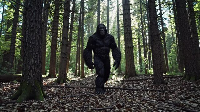 Mysterious Bigfoot Stands in Forest