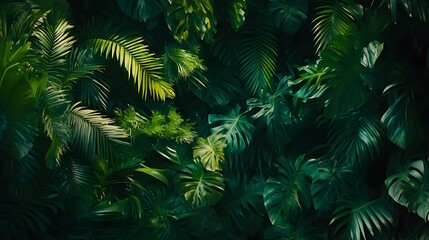 Lush tropical foliage forest nature photography dense canopy aerial view vibrant greenery for relaxation