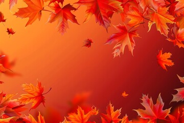 Obraz premium Orange fall leaves in park, autumn natural background. Neural network ai generated