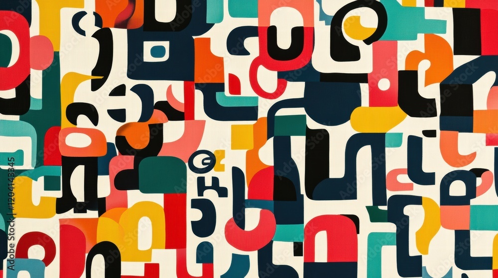 Aufkleber Vibrant abstract art composition featuring colorful geometric shapes and patterns in modern design. Generative AI
