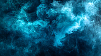 Obraz premium Dark blue smoke cloud swirling across a black background.