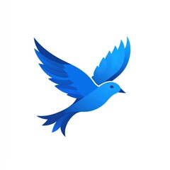 Obraz premium Blue bird in flight, graphic design, abstract illustration, use for logo or icon