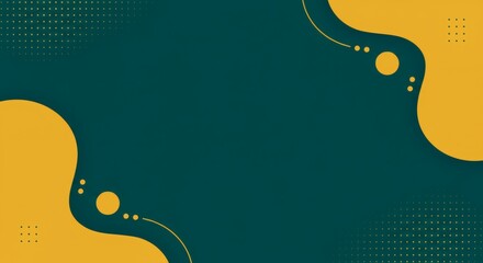 Abstract Green and Gold Background with Fluid Shapes and Dotted Patterns Modern Design Template